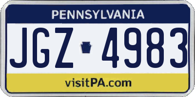 PA license plate JGZ4983