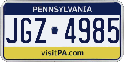 PA license plate JGZ4985