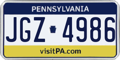 PA license plate JGZ4986