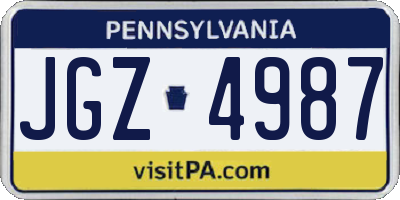 PA license plate JGZ4987