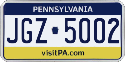 PA license plate JGZ5002