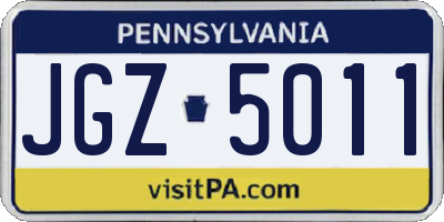 PA license plate JGZ5011