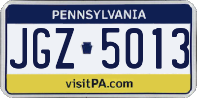 PA license plate JGZ5013