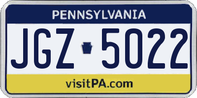 PA license plate JGZ5022