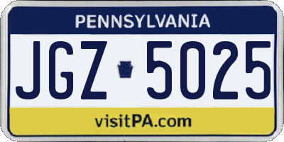 PA license plate JGZ5025