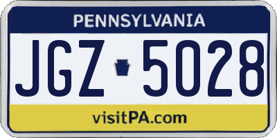 PA license plate JGZ5028