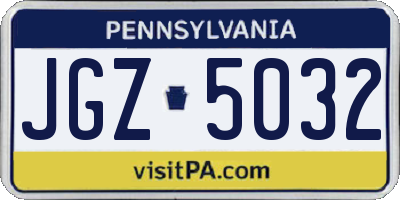 PA license plate JGZ5032