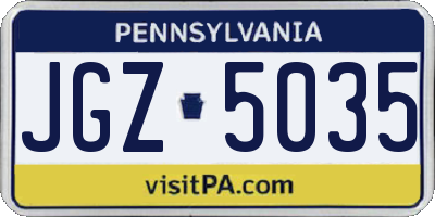 PA license plate JGZ5035