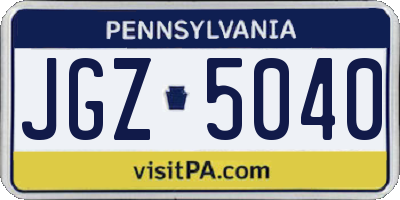 PA license plate JGZ5040