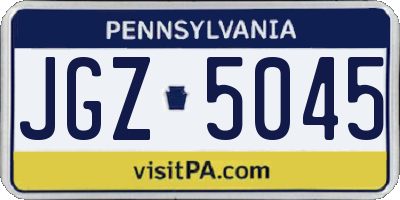 PA license plate JGZ5045
