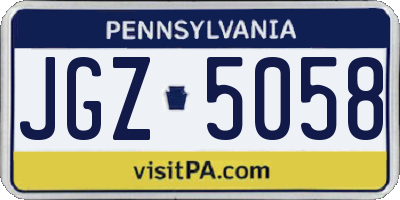 PA license plate JGZ5058