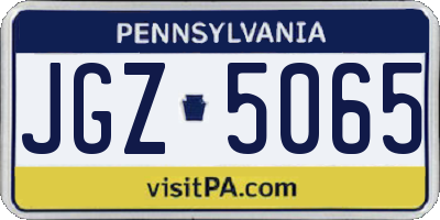 PA license plate JGZ5065