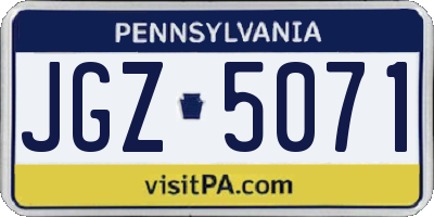 PA license plate JGZ5071