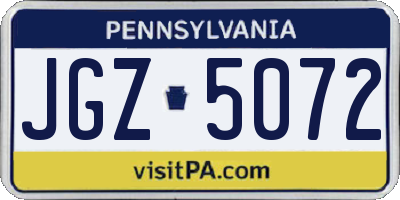 PA license plate JGZ5072