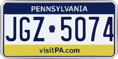 PA license plate JGZ5074
