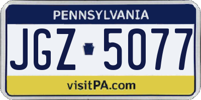 PA license plate JGZ5077