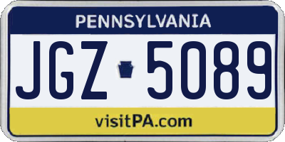 PA license plate JGZ5089