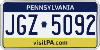 PA license plate JGZ5092