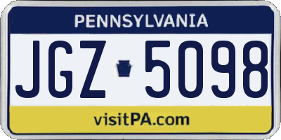 PA license plate JGZ5098