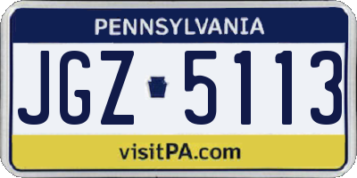 PA license plate JGZ5113
