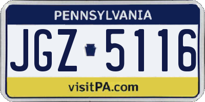 PA license plate JGZ5116