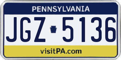PA license plate JGZ5136