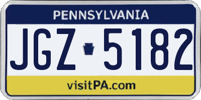 PA license plate JGZ5182