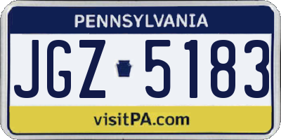 PA license plate JGZ5183