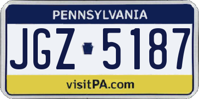 PA license plate JGZ5187