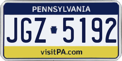 PA license plate JGZ5192