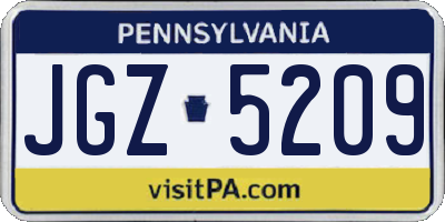 PA license plate JGZ5209