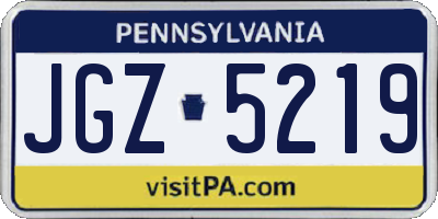 PA license plate JGZ5219