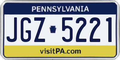 PA license plate JGZ5221