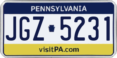 PA license plate JGZ5231