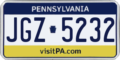 PA license plate JGZ5232