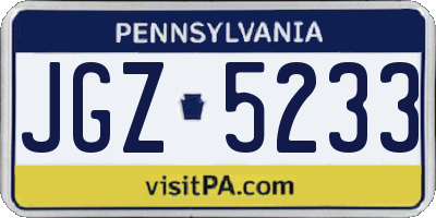 PA license plate JGZ5233