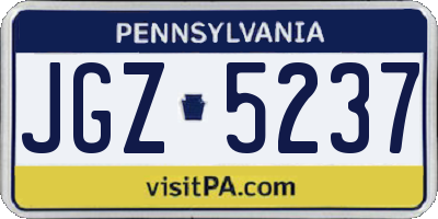 PA license plate JGZ5237