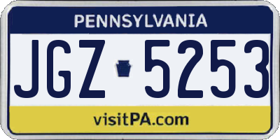 PA license plate JGZ5253