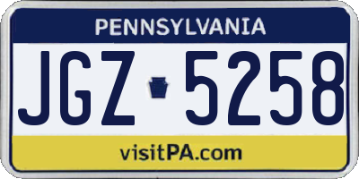 PA license plate JGZ5258
