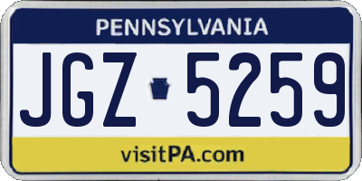 PA license plate JGZ5259