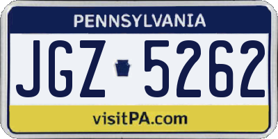 PA license plate JGZ5262
