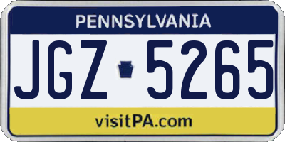 PA license plate JGZ5265