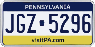 PA license plate JGZ5296