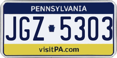 PA license plate JGZ5303