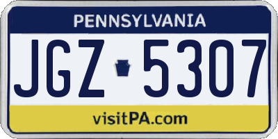 PA license plate JGZ5307