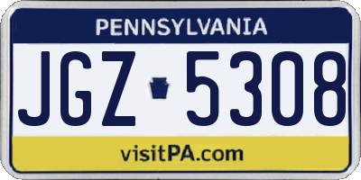 PA license plate JGZ5308