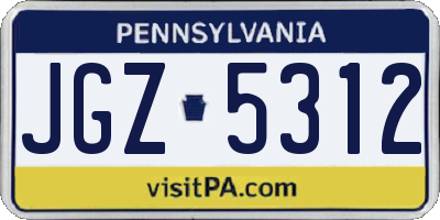 PA license plate JGZ5312