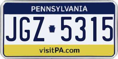 PA license plate JGZ5315