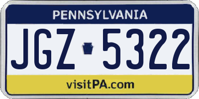 PA license plate JGZ5322