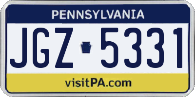 PA license plate JGZ5331